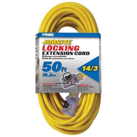 PRIME Prime ECPL511730 Yellow Outdoor Jobsite Locking Extension Cord; 50 ft. ECPL511730